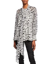 St John Collection Snow Leopard Print Devore Blouse at Neiman Marcus