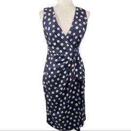 St John Dresses St John Sleeveless Faux Wrap Silk Polka Dot Dress Poshmark at Poshmark