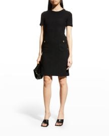 St John Short Boucle Dress with Pockets at Neiman Marcus