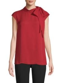 St John Silk Georgette Tie-Neck Blouse on SALE at Saks Off 5th