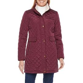 St John s Bay Midweight Quilted Sherpa Jacket in Deep Ruby at JCPenney