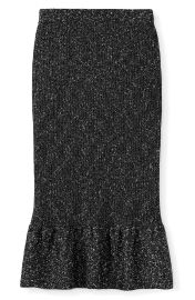 StJohn Collection Ruffle Hem Tweed Knit Pencil Skirt in Black/Alabaster  at Nordstrom