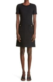 StJohn Collection Short Sleeve Boucle Knit Sheath Dress in Black at Nordstrom