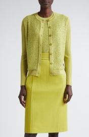 StJohn Evening Sequin Rib Wool Silk Blend Cardigan at Nordstrom