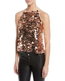 Staci Sequined Halter Top at Neiman Marcus