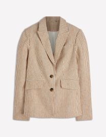 Stamford Linen Blazer-Brown Ivory Ticking Stripe Boden USA at Boden