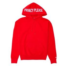 Standard Label Embroidered Privacy Please Hoodie Red Shop The Standard at The Standard