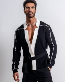 Star Neck Knitted Cardigan ORTTU at Orttu