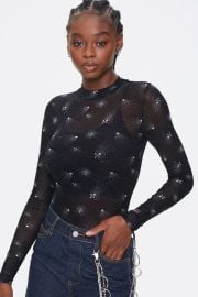 Star Print Mesh Bodysuit at Forever 21