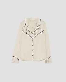 Star Print Shirt with Contrasting Piping at Zara