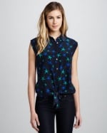 Star print sleeveless shirt by Equipment at Neiman Marcus