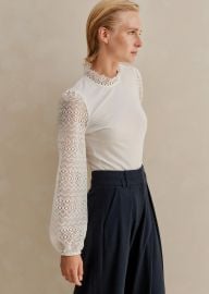 Statement Lace Sleeve Layering Blouse MEEM Soft White at Me and Em