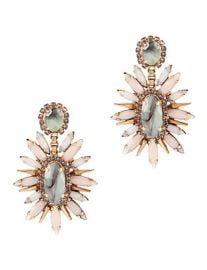 Statement sage earrings at Intermix