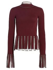 Staud - Mika Broken Line Fringe-Trim Peplum Top at Saks Fifth Avenue