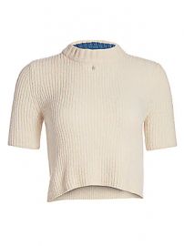 Staud - Moody Rib-Knit Short-Sleeve Crop Sweater at Saks Fifth Avenue