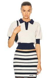 Staud Altea Sweater in Ivory Navy FWRD at FWRD