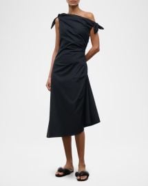 Staud Bellaria Asymmetric Midi Dress at Neiman Marcus