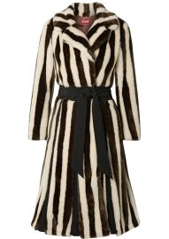 Staud Bungalow Striped Faux Fur Coat at Net a Porter