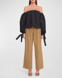 Staud Colby Off-Shoulder Balloon-Sleeve Top at Neiman Marcus