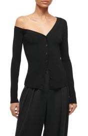 Staud Craftsman One Shoulder Rib Cardigan at Nordstrom