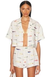 Staud Daya Linen Top in Pop Sardines Ivory FWRD at FWRD