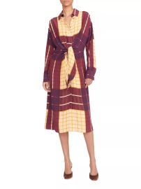 Staud Elsa Checked Tie Waist Shirtdress at Saks Off 5th