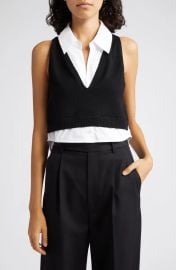 Staud Garret Mix Media Sleeveless High Low Crop Top at Nordstrom