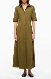 Staud Joan Stretch Cotton Maxi Shirtdress at Nordstrom