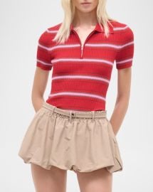 Staud Ren Striped Polo Top at Neiman Marcus