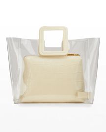 Staud Shirley Clear PVC and Crocodile-Embossed Tote Bag at Neiman Marcus