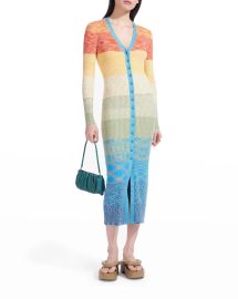 Staud Shoko Rainbow Compact-Rib Sweater Dress at Neiman Marcus