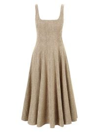 Staud Wells A Line Midi Dress in Mocha Herringbone at Saks Fifth Avenue