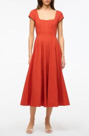 Staud Wells A Line Midi Dress in Rust at Nordstrom