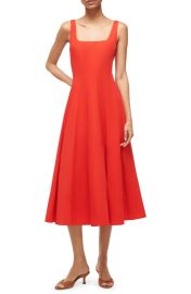 Staud Wells Square Neck Stretch Cotton Dress at Nordstrom