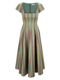 Staud Wells Striped Stretch Cotton Square Neck Midi Dress at Saks Fifth Avenue