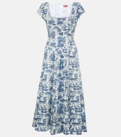 Staud Wells floral cotton midi dress at Mytheresa