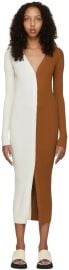 Staud White  Tan Shoko Sweater Dress at Ssense