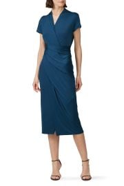 Steel Blue Faux Wrap Dress at Rent the Runway