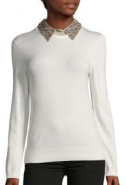 Stella   Lorenzo - Embellished Collar Pullover white at Saks Off 5th