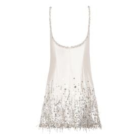 Stella Dress in Ivory Silk Wool with Silver Fringe Over The Moon at Over The Moon