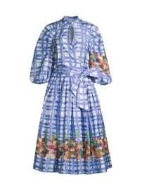 Stella Jean Gingham Midi Dress  SaksFifthAvenue at Saks Fifth Avenue