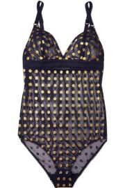 Stella McCartney - Florence Fluttering metallic polka-dot mesh bodysuit at Net A Porter