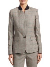 Stella McCartney - Glen Plaid Wool Stand Collar Blazer at Saks Fifth Avenue