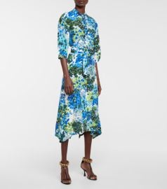 Stella McCartney - Olivia floral silk shirt midi dress at Mytheresa