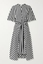 Stella McCartney - Penelope belted striped silk-satin midi dress at Net A Porter