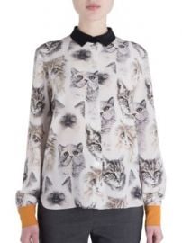 Stella McCartney - Wilson Silk Cat Print Blouse at Saks Off 5th