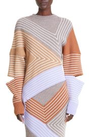 Stella McCartney 3D Stripe Cutout Asymmetric Virgin Wool Sweater at Nordstrom