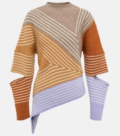 Stella McCartney 3D Stripe Cutout Asymmetric Virgin Wool Sweater at Mytheresa