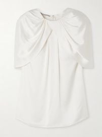 Stella McCartney Asymmetric Cape effect Draped Satin Blouse In White at Net a Porter