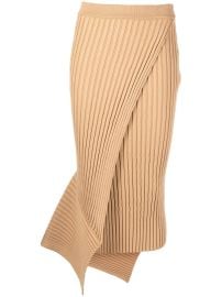 Stella McCartney Asymmetric ribbed-knit Wrap Skirt Brown at Farfetch
